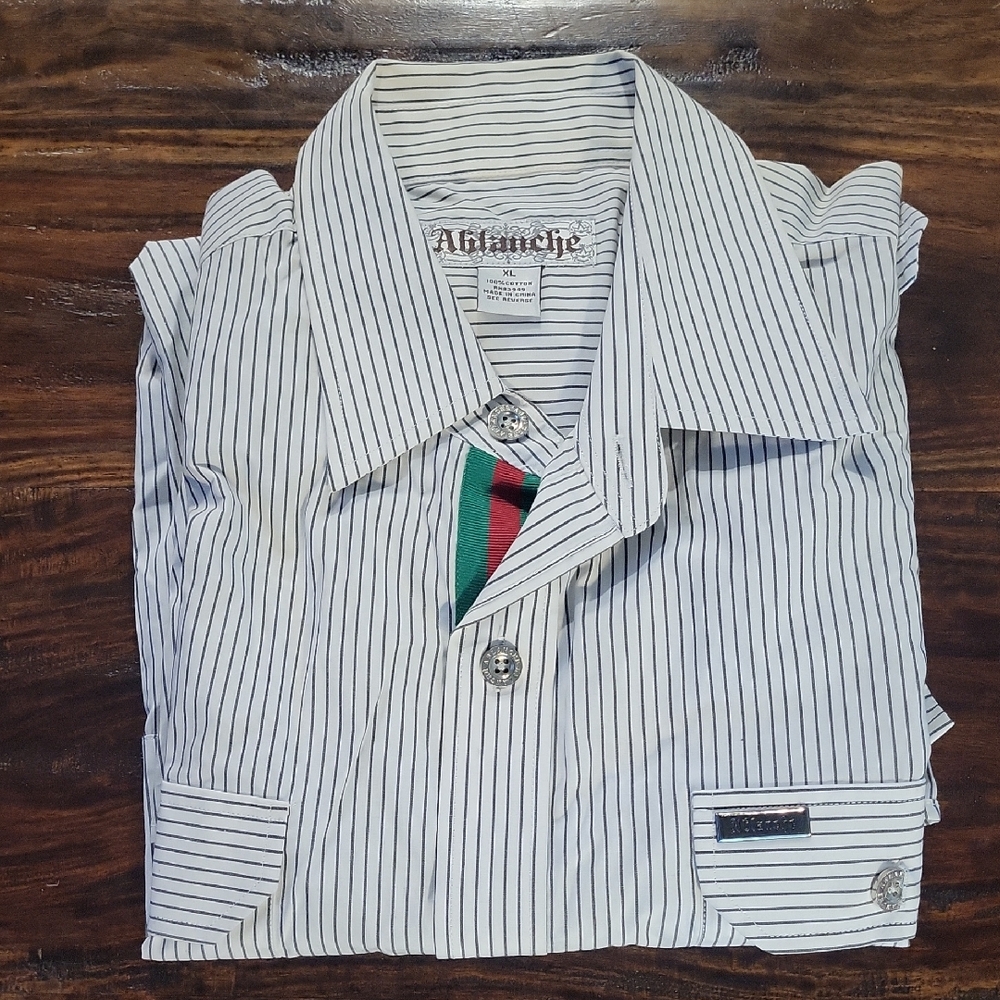 AVALANCHE White Striped Men's Shirt SZ XL EXC COND